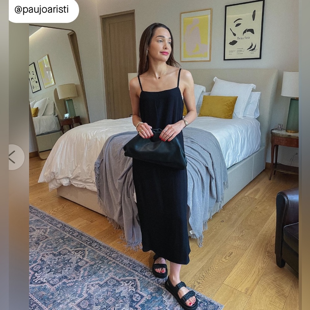 NWT Everlane Japanese GoWeave Slip Dress Black Womens Size 6 (SMALL FLAW)